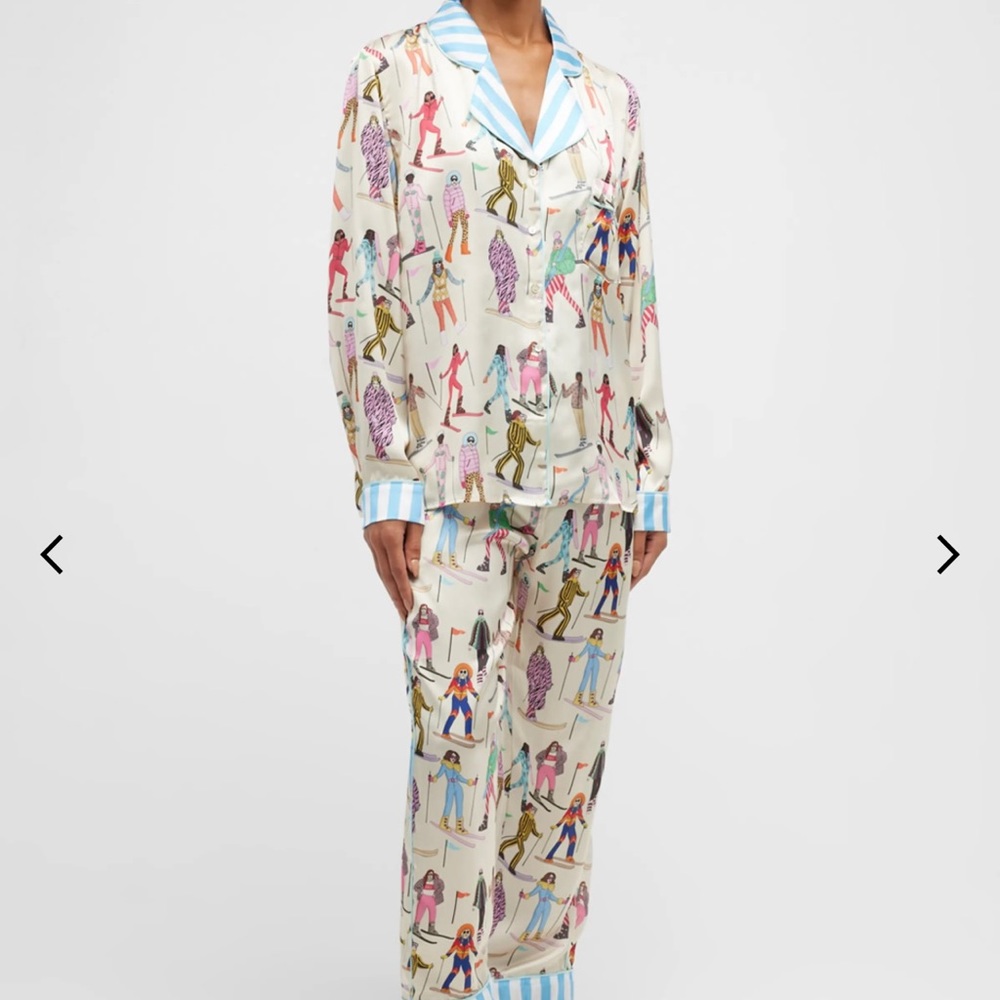 Karen Mabon Satin Pajama Set Apres Ski Cream